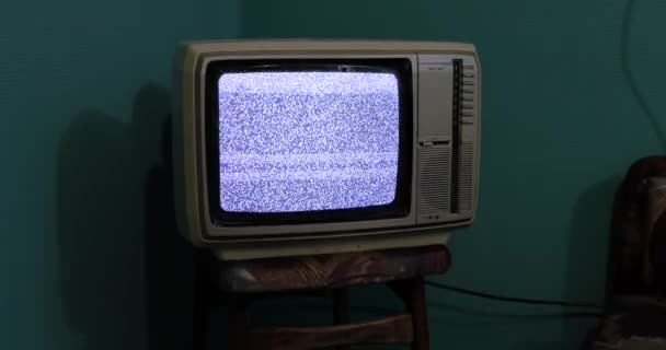 Gammal TV ingen signal — Stockvideo