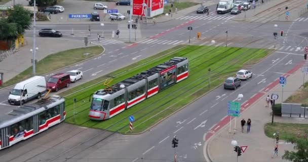 Tranvías en la calle — Vídeo de stock