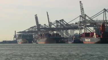 Rotterdam Limanı 'ndaki konteyner gemisi.