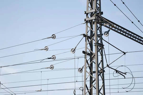 Overhead cables of a railroad — Stock Photo, Image