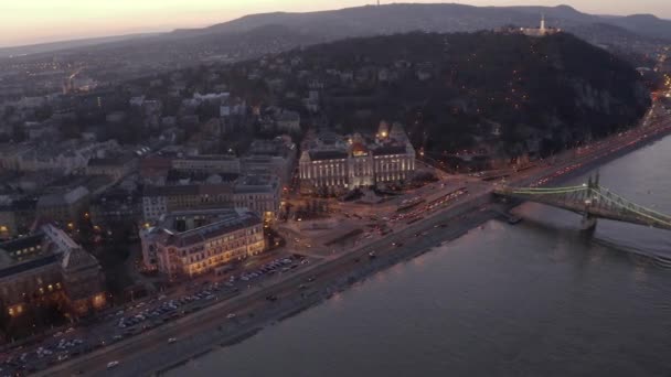 Budapest evening aerial view drone — Stock Video