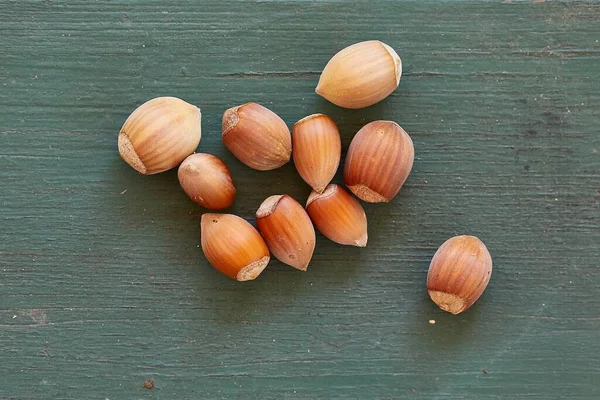 Hazelnoot op een tafel — Stockfoto