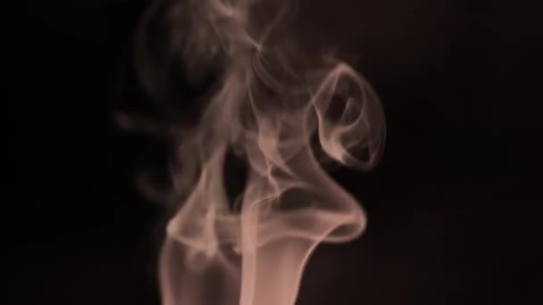 Smoke rising abstract patterns on black background — Stock Video
