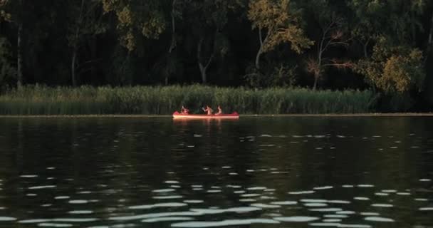 Каноэ на реке — стоковое видео