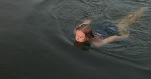 Nager dans un lac en été — Video