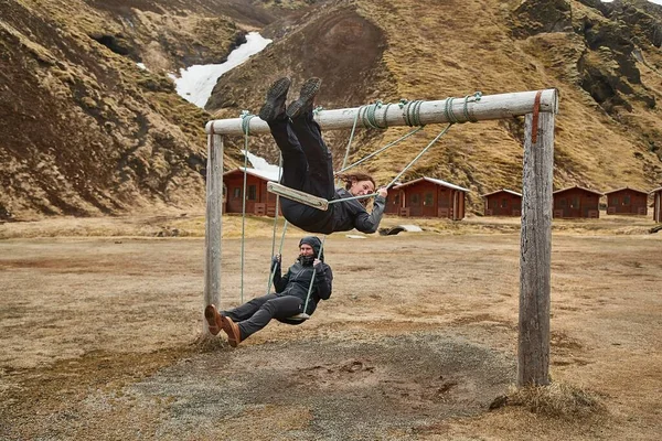 Using swings in Iceland — Stock Photo, Image