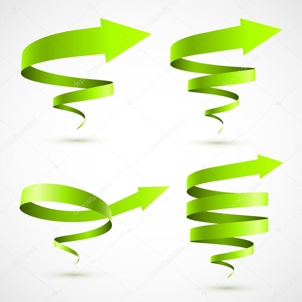 Set of green spiral arrows