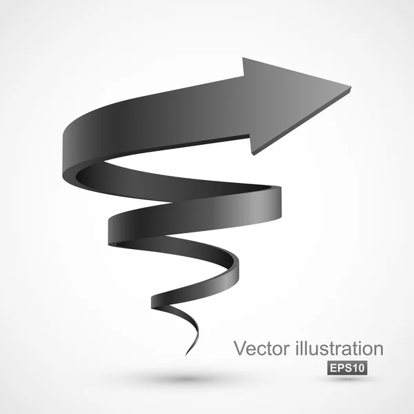 Svart spiral pilen — Stock vektor