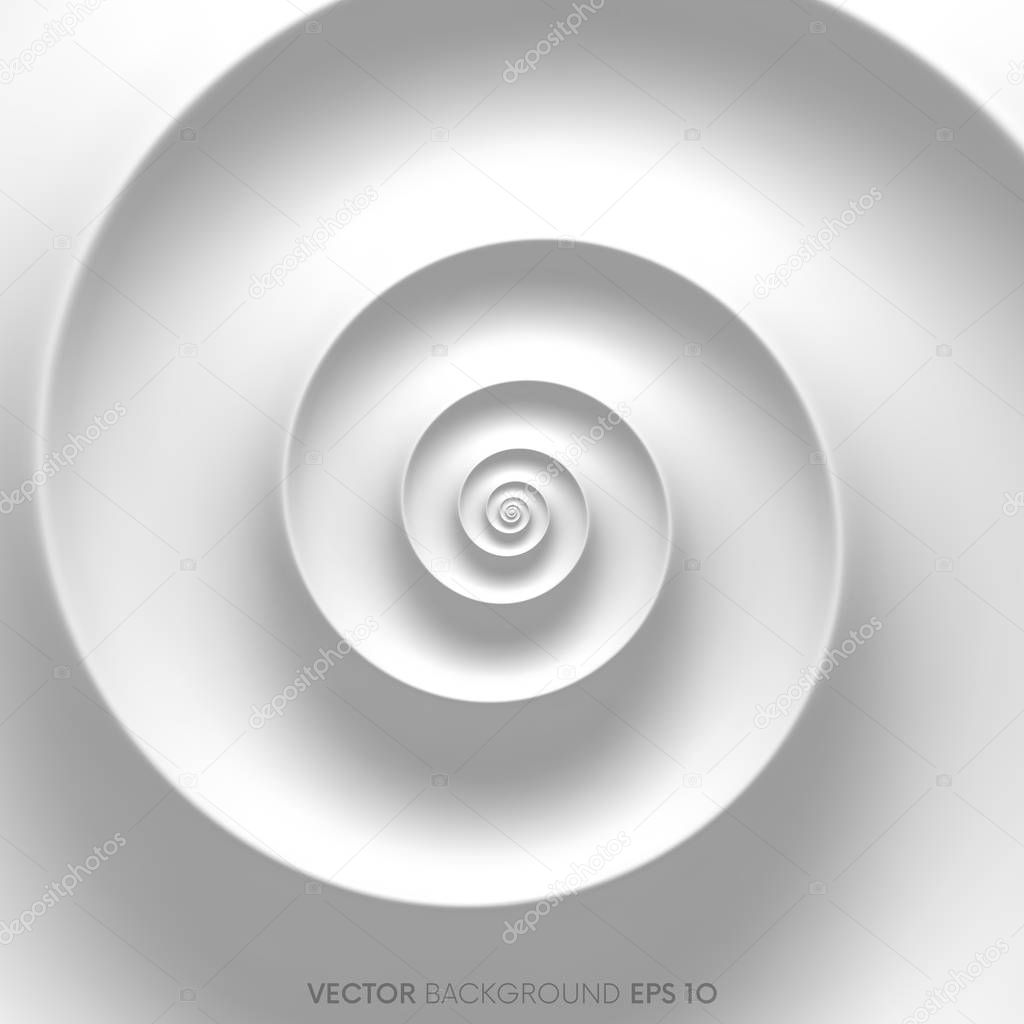 Fibonacci spiral white abstract background