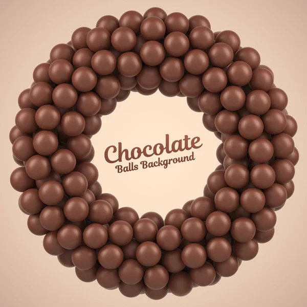 Chocolade ballen ronde frame met plaats voor uw inhoud — Stockvector