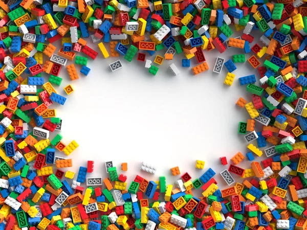 Tijolos de brinquedo coloridos com lugar para o seu conteúdo — Fotografia de Stock
