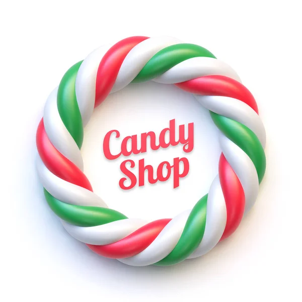 Candy cadre de cercle de canne sur fond blanc — Image vectorielle