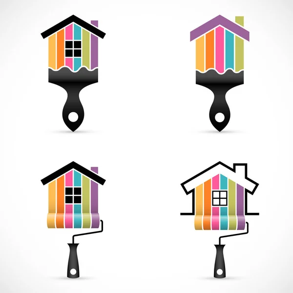 Ensemble d'icônes de rénovation de maison. Services de peinture icônes — Image vectorielle