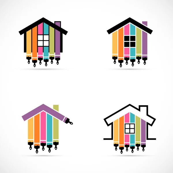 Set van huis renovatie iconen. Schilderij diensten pictogrammen — Stockvector