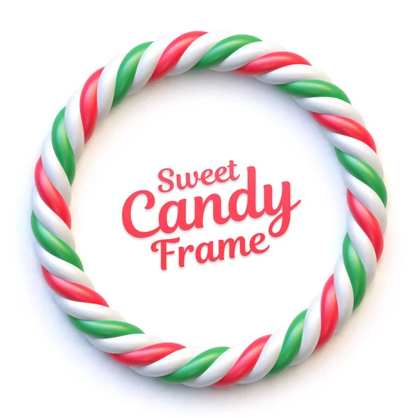 Candy cadre de cercle de canne sur fond blanc — Image vectorielle