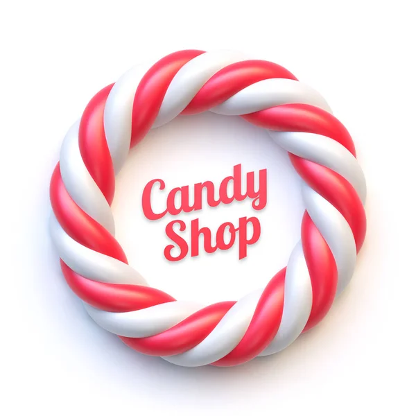 Candy cadre de cercle de canne sur fond blanc — Image vectorielle