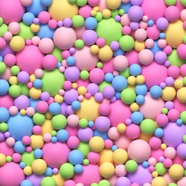 Colorful balls of different sizes. Pile of soft bright balls background clipart
