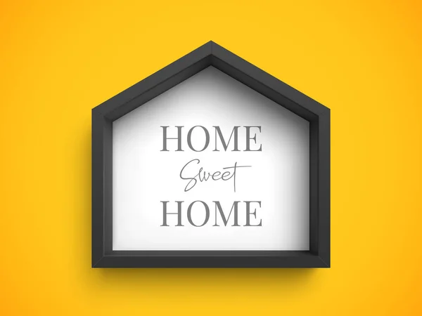 Czarna stylowa ramka w kształcie domu z napisem Home Sweet Home — Wektor stockowy