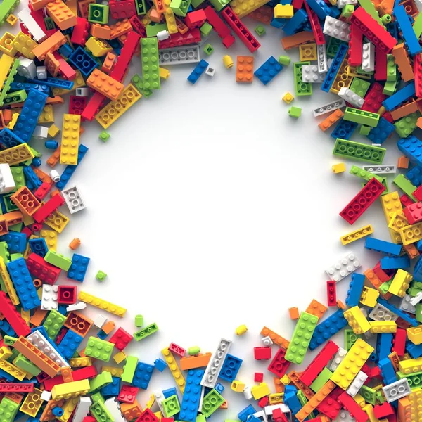 Marco de círculo de ladrillos de juguete de colores con lugar para su contenido —  Fotos de Stock