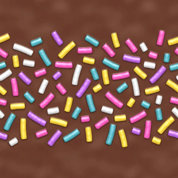 Seamless background of chocolate donut glaze with many decorative sprinkles — Stock Vector
