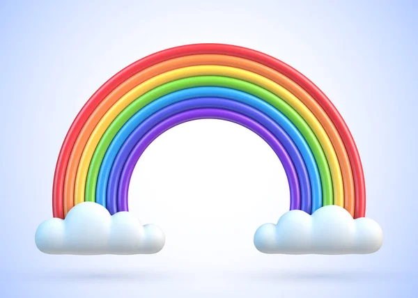 五颜六色的彩虹与云彩3d 向量例证 — 图库矢量图片