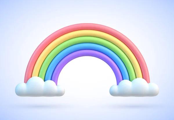Bunte Regenbogen mit Wolken 3D-Vektor-Illustration — Stockvektor