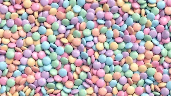 Pilha de doces de chocolate revestidos em cores pastel — Fotografia de Stock