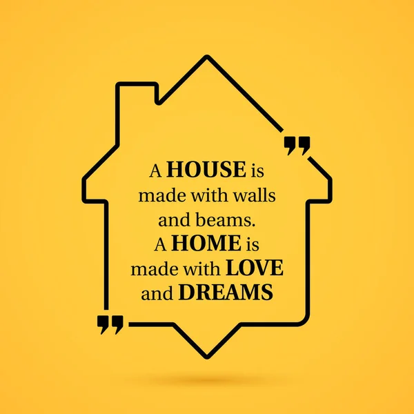 Quote Home House Outline Yellow Background Vector Illustration — Stock Vector