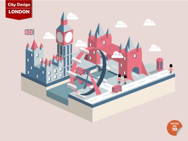 Londra İngiltere'de Londra şehir tasarım perspectivecute tasarım Londra şehrinin oluşur bigben Elizabeth Towerlondon eyeriver thames westminster Sarayı tower bridge Londra Busesred telefon kulübesi
