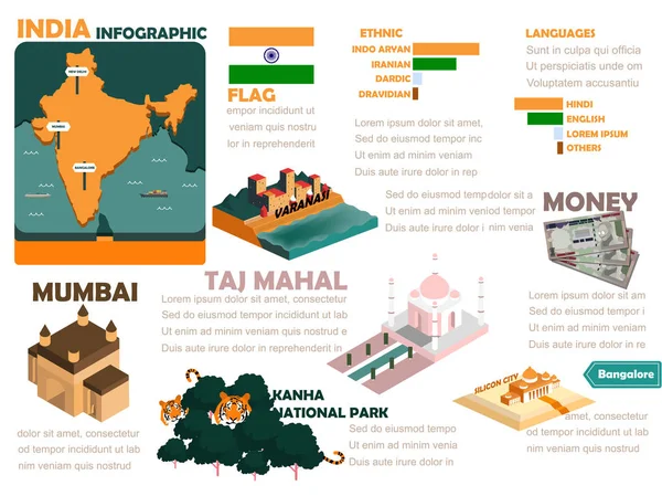Schöne design info grafik von indien — Stockvektor