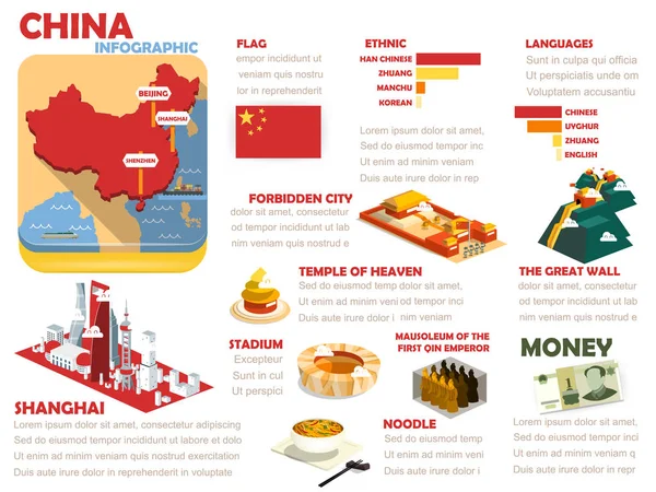Γραφιστική όμορφες πληροφορίες της Κίνας — Διανυσματικό Αρχείο