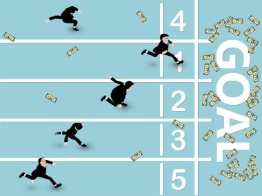 grafik tasarım vektör hedefe koşu parkuru, iş hedef kavramı üzerinde çalışan iş adamı