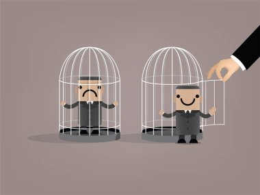 iş adamı kuş kafesi, iş adamı kuş kafesi içinde güzel grafik tasarım üzerinden Yayınlandı