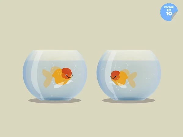 Par guldfiskar i separerade skål, isolerade guldfisk i skål, vänskap koncept — Stock vektor