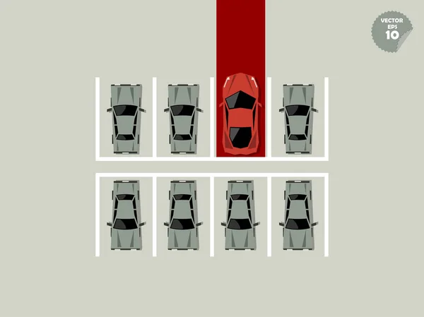 VIP έννοια, σούπερ αυτοκίνητο στάθμευσης με το κόκκινο χαλί — Διανυσματικό Αρχείο