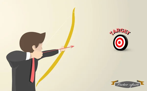 Graphic design vector of business man shooting the arrows to target, target graphic design concept — Stock Vector