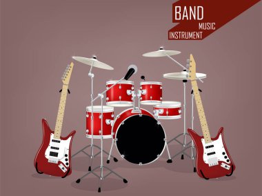 Grup müzik enstrümanı güzel gerçekçi vektör