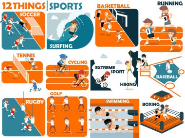 popüler spor: sörf, koşu, Bisiklet, doğa sporları, Tenisi, hiking, beyzbol, rugby, golf, yüzme ve boks basketbol, futbol, güzel grafik tasarım