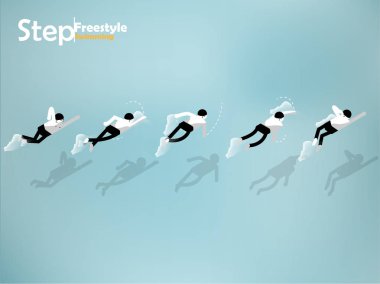 serbest kopya alanı ile serbest grafik tasarım konsepti Yüzme Yüzme adım güzel grafik izometrik tasarım