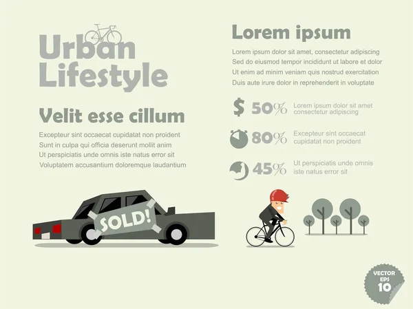 Bilgi grafik bisiklet ulaşım, Bisiklet kavramı yararına kentsel yaşam tarzı — Stok Vektör