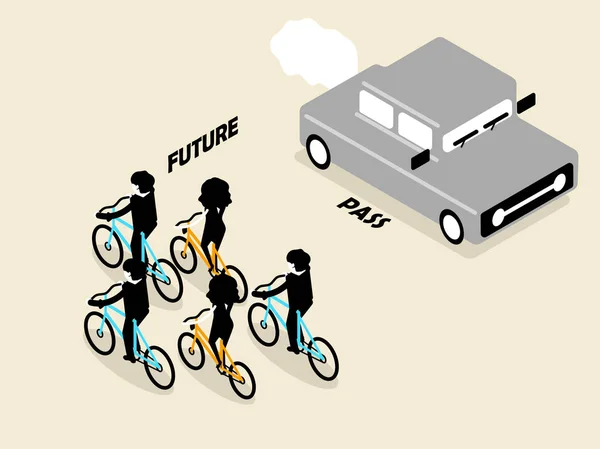 美しい概念はどの汚染とゼロ炭素未来の交通機関を設計します。 — ストックベクタ