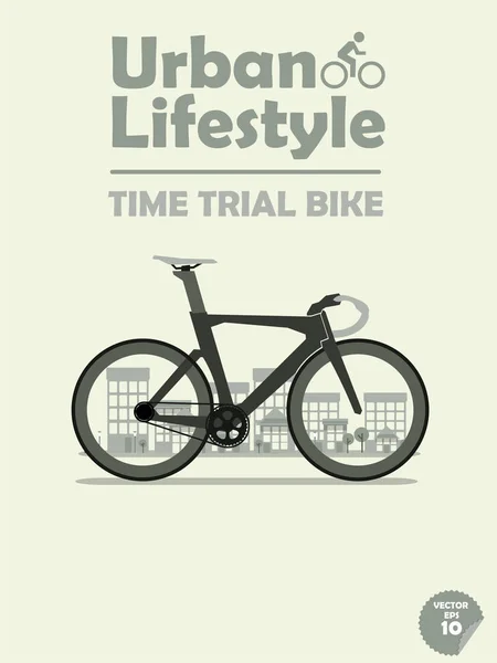 Cronometro bici sullo sfondo della città — Vettoriale Stock