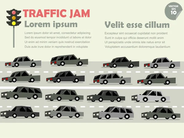 Info grafica di ingorgo, concetto di ingorgo stradale — Vettoriale Stock