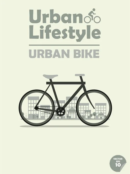 Bici urbana sullo sfondo della città — Vettoriale Stock
