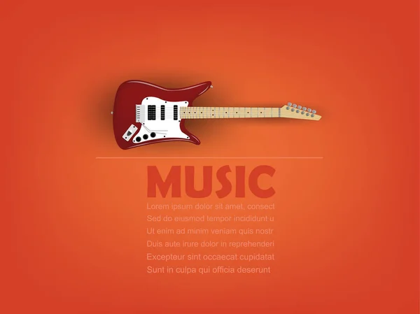 Info Grafik-Design-Vektor der E-Gitarre mit Musiktext und Kopierraum, realistisches Retro-Design, Musik-Design-Konzept, Musik-Info Grafik-Design-Plakat — Stockvektor