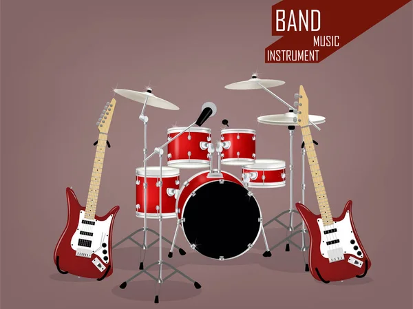 バンド楽器の美しい現実的ベクトル — ストックベクタ