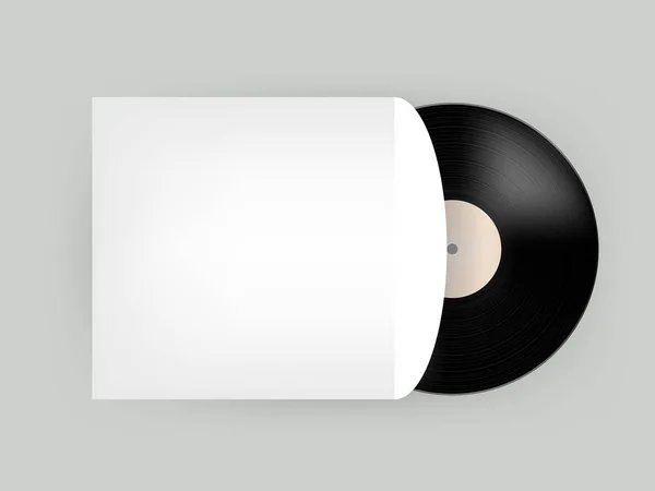 Grafisch ontwerp vector van vinyl grammofoonplaat in Witboek cover met kopie ruimte, realistische retro design, vector kunst beeld illustratie, muziek ontwerpconcept — Stockvector