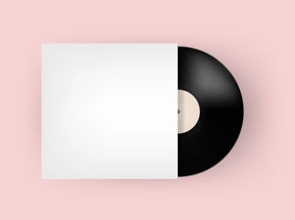 Vector de diseño gráfico de disco de vinilo gramófono en la cubierta de papel blanco con espacio de copia, diseño retro realista, ilustración de imagen de arte vectorial, concepto de diseño de música — Vector de stock