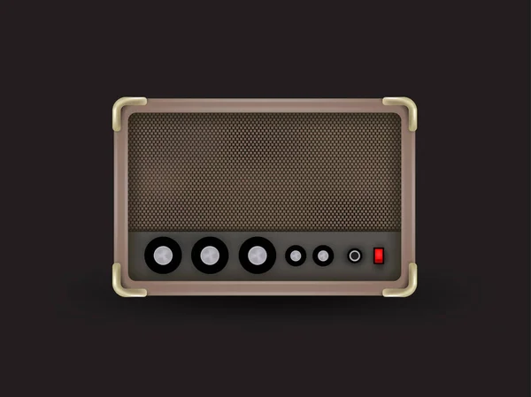 现实的旧古董收音机的图形设计。旧的无线电接收机的上个世纪，矢量设计的老式音箱，音乐设计概念的现实例证 — 图库矢量图片