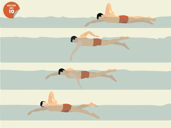 Ілюстрація вектор вільного стилю плавання, дизайн плавання — стоковий вектор